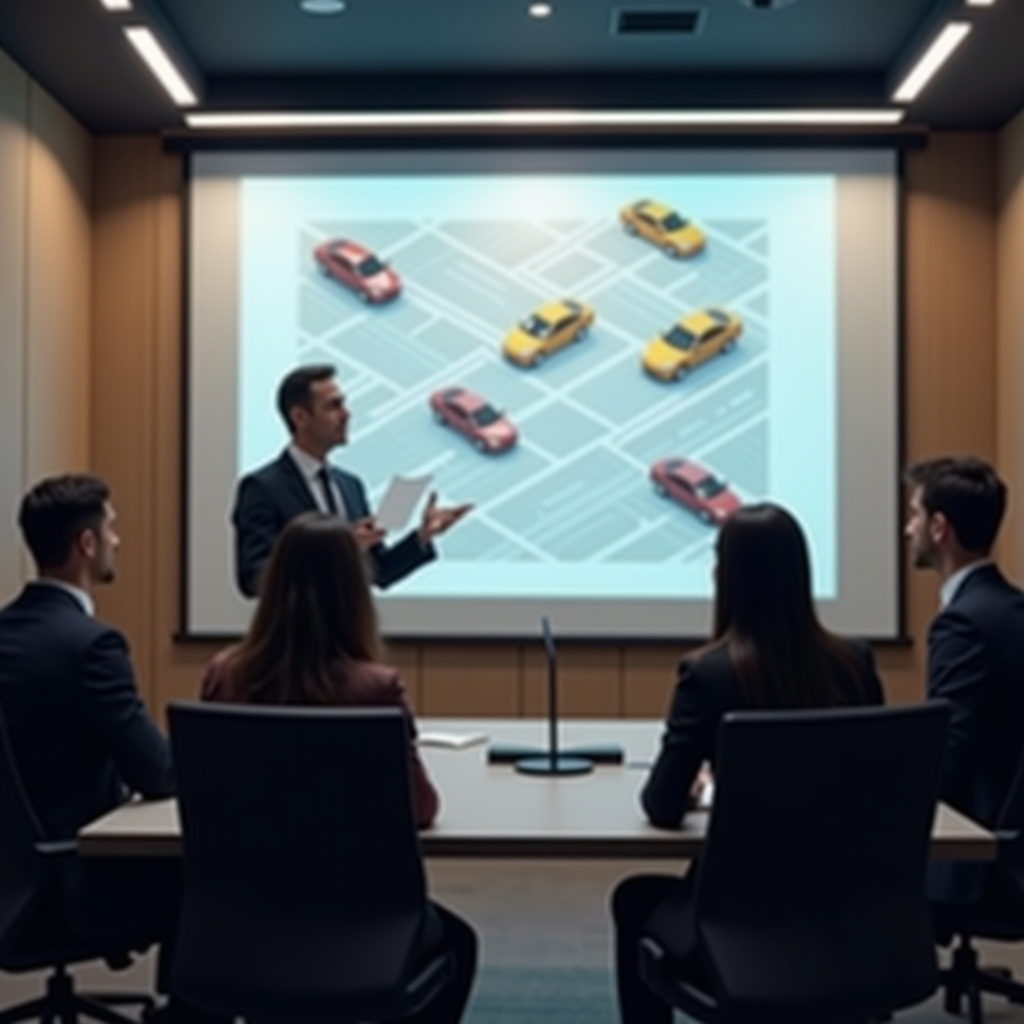 Session de formation juridique avec formateur présentant le code de la route et la législation routière à un groupe de participants dans une salle de conférence professionnelle